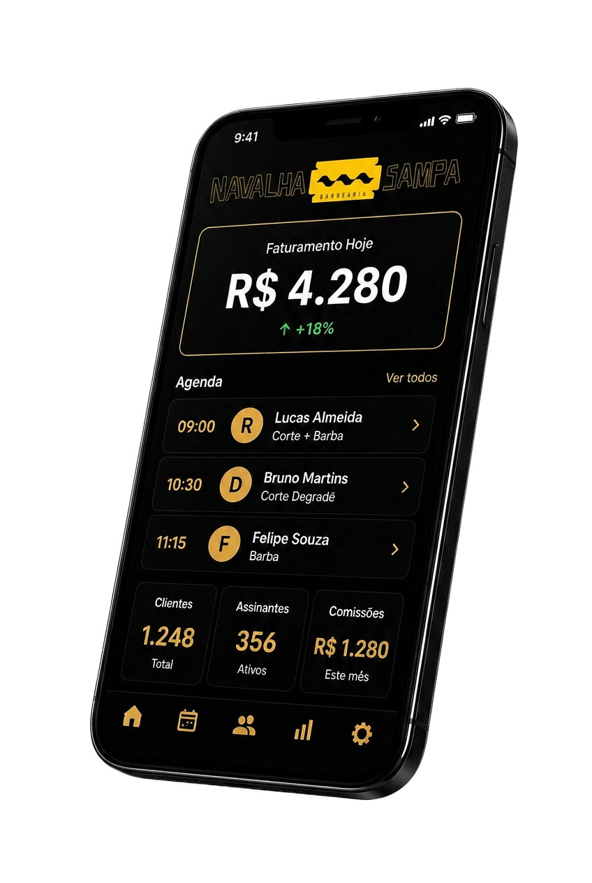 Aplicativo oficial Navalha Sampa em um smartphone